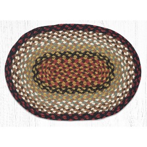 Earth Rugs Jute Placemat 13"x19", Burgundy & Mustard Braided Table Mat, Rustic Farmhouse Dining Accent - 1 of 3