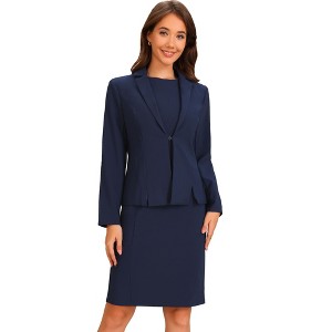 INSPIRE CHIC Women's Business Casual Sleeveless Dress and Long Sleeve Blazer Dress 2-Piece Suit Sets - 1 of 4