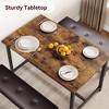 3-Piece Dining Table Set for 4 People, 44" Space Saving Kitchen Table with 2 Benches, Industrial Rectangular Dining Room Table Chairs Set - 3 of 4