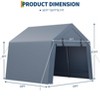 Outdoor Storage Shed, Portable Carport with Roll-up Ventilated Zipper Door and Windows, Heavy Duty Waterproof Tarp, for Motorcycle, Bike - 3 of 4
