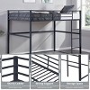 INFURNIC Beds Metal Loft Bed Twin Size with Safety Guardrails Flat Ladder and Under-Bed Storage for Kids Teens, Black, 77.36"*41.34"*62.2" - 2 of 4