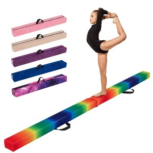 Costway 8 FT Folding Gymnastic Beam with Anti-slip Base Pine Wood Frame Carrying Handle Blue/Beige/Pink/Dark Purple/Purple/Multicolor - 1 of 4