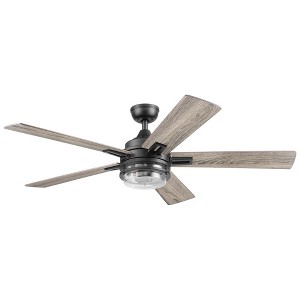Honeywell Myers Park 52" Ceiling Fan, Contemporary Indoor Fan with LED Light, Dual Mounting Options, Remote, & 5 Reversible Blades, Matte Black - 1 of 4