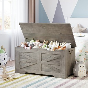 Whizmax Storage Chest, 39.4" Toy Chest for Boys Girls, Kids Wood Large Toy Box, Storage Bench with Safety Hinge for Entryway, Bedroom, Playroom - 1 of 4