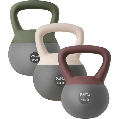 PAETA Soft Kettlebell for Home Fitness C Anti-Slip Grip & Wide Handle Design,Soft Kettlebell set, Gentle Floor-Friendly Impact ¨C 10lbs, 15lbs, 20lbs