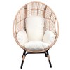 YOOCOZZ Outdoor PE Rattan Curved Back Egg Chair with Oversized Cushion - Beige - 2 of 4