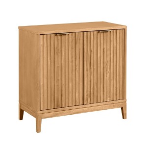 Nathan James Jasper Fluted Storage Cabinet Natural Brown: Brass Handles, Adjustable Shelves, Mid-Century Modern - 1 of 4