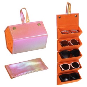 Unique Bargains Portable Leather Travel Sunglasses Eyewear Accessories Organizer - 1 of 4
