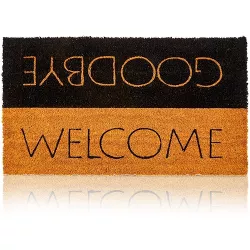 Welcome & Goodbye Natural Coir Door Mat 17"x30" - Front Doormat Non Slip Rug for Home Indoor Outdoor Entrance