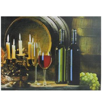 Northlight Valentine's Day 11.75" x 15.75" Prelit LED Flickering Candles and Wine Canvas Wall Art