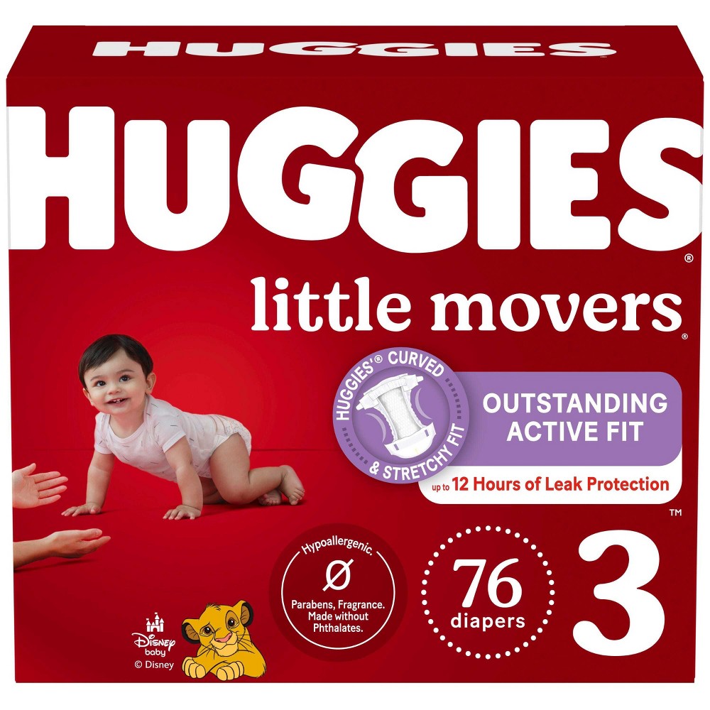 Huggies Little Movers Baby Disposable Diapers - Size 3 - 76ct