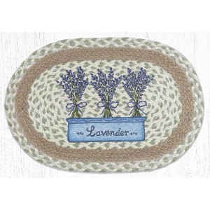 Earth Rugs Lavender Oval Placemat 13"x19" – Handcrafted Braided Cotton Table Mat - 1 of 3