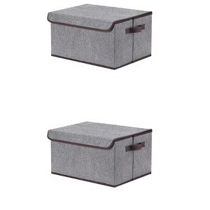 REGALWOVEN Fabric Shelves Closet Collapsible Storage Bin Cube with Handles and Lid 2 Pcs - 1 of 4