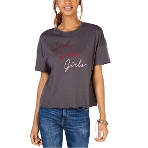 Carbon Copy Womens Girls Girls Girls Embellished T-Shirt, Grey, X-Large - 1 of 1