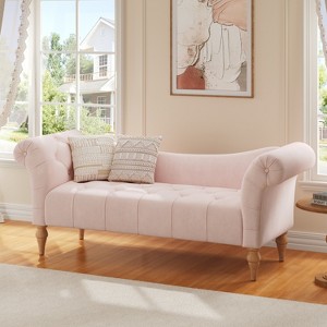 Christopher Knight Home Merlin Vintage Upholstered Velvet Tufted Bench with Rolled Arms - 1 of 4