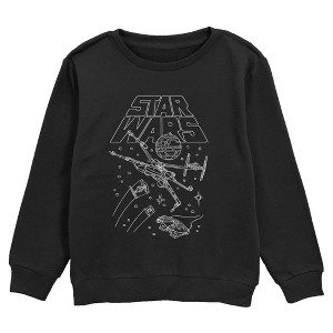Star Wars Boys Starships Action Doodles Sweatshirt - Black - Large