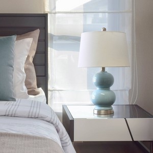Dual Orb Table Lamp with Fabric Shade Light Blue - Lalia Home: Chic Ceramic, No Assembly Required, UL Listed - 1 of 4