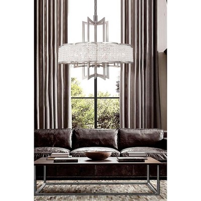 Brushed Nickel and Crystal 8-Light Chandelier