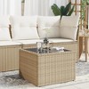 vidaXL Garden Table Beige PE Rattan, Powder-Coated Steel, Tempered Glass - 3 of 4