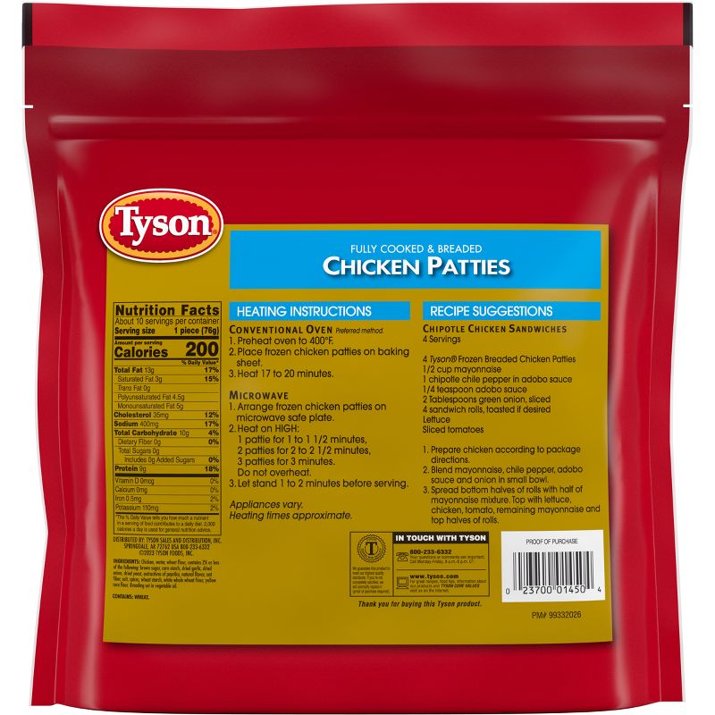 Tyson All Natural Chicken Breast Patties - Frozen - 26oz, 2 of 11