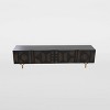 POVISON 70.87" Mid-Century Modern TV Stand, Red Oak Veneer Smoky TV Console, Wood Media Console, Metal Legs, Perfect for 65-inch TVs - 3 of 4