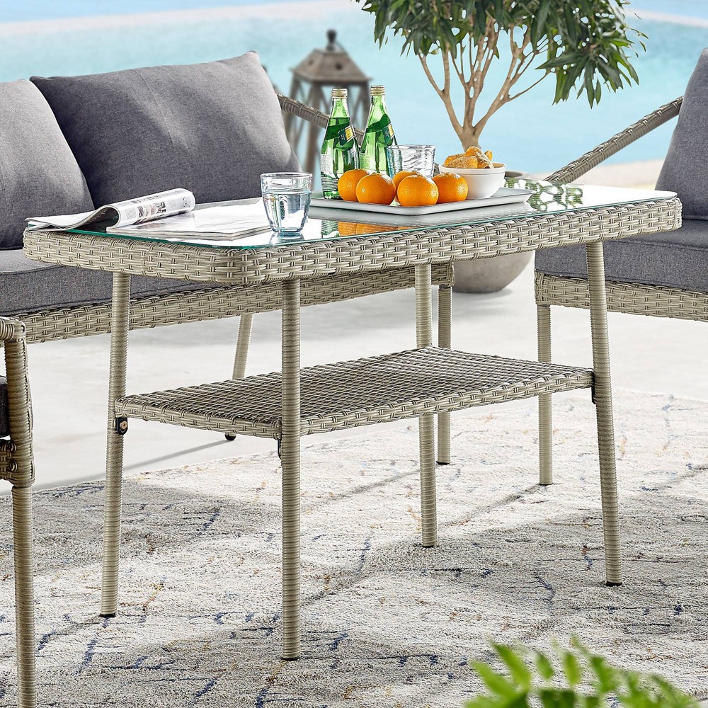 Photos - Garden Furniture 42" x 26" All-Weather Wicker Windham Outdoor Cocktail Table Gray - Alaterr