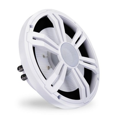 8'' Slim Waterproof Subwoofer for Powerful Sound with 300 Watts, Dual 4-Ohm, PP Cone, Rubber Edge, White