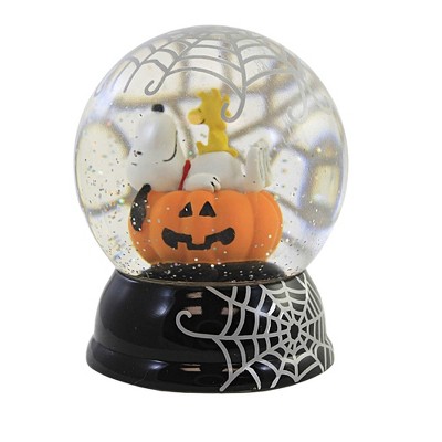 ROMAN, INC 5.75 In Snoopy Laying On Pumpkin Dome Woodstock Led Spider Web Water Globes