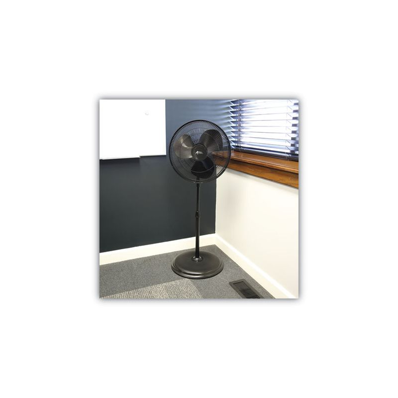 Alera 16" 3-Speed Oscillating Pedestal Stand Fan, Metal, Plastic, Black, 4 of 6