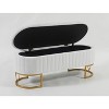 Airsurfer Oval Velvet Storage Bench with Metal Legs, Upholstered Lift-Top Ottoman Bench for Bedroom, Living Room, or Entryway - 3 of 4