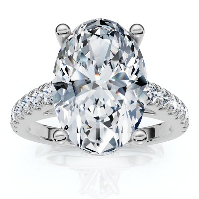 Pompeii3 Certified 2 3/4Ct Oval Accent Diamond Engagement Ring 14k Gold or Platinum Lab G