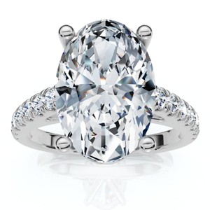 Pompeii3 Certified 2 3/4Ct Oval Accent Diamond Engagement Ring 14k Gold or Platinum Lab G - 1 of 4
