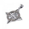 Slickblue Four Point Celtic Knot Pendant in Sterling Silver with Black, White & Brown Cubic Zirconia – 18" Chain - 3 of 4