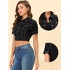 INSPIRE CHIC Women's Casual Short Sleeves Crop Denim Jacket - 2 of 4