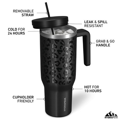 Black Leopard 40 oz Stainless Steel Insulated Tumbler with Handle