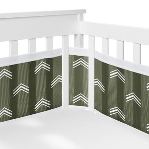 Sweet Jojo Designs + BreathableBaby Boy, Girl, Unisex/Gender Neutral Breathable Mesh Crib Liner Pad Diamond Tuft Hunter Green and Ivory - 1 of 4