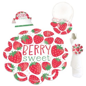 Big Dot of Happiness Berry Sweet Strawberry Fruit Themed Birthday Party & Baby Shower Paper Charger & Table Decorations Chargerific Kit Setting for 8 - 1 of 4