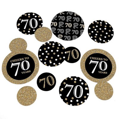 Big Dot of Happiness Adult 70th Birthday - Gold - Birthday Party Giant Circle Confetti - Party Decorations - Large Confetti 27 Count