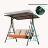 DSVIMOY 3-Seat Patio Swing Chair, Outdoor Porch Swing with Adjustable Canopy, Patio Swing Glider for Garden, Deck, Brown, 74.2"*47.1"*68.7" - 2 of 4