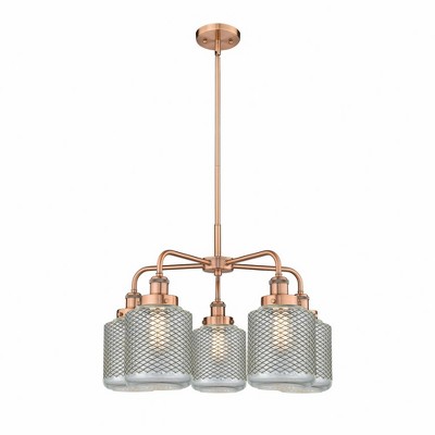 Edison - 5 Light Stem Hung Chandelier In Industrial Style-15 Inches Tall and 24 Inches Wide