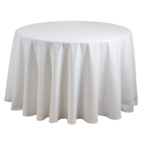 Saro Lifestyle Solid Color Everyday, 72 Round White Linen Tablecloth