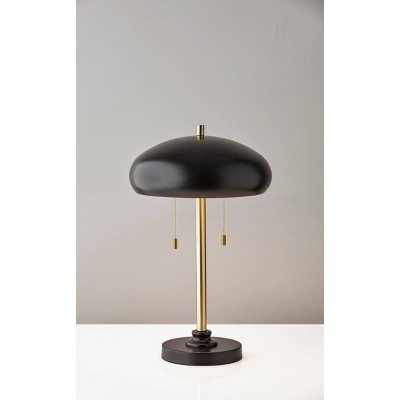 Black and Antique Brass Metal Dome Table Lamp