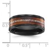 Chisel Black Zirconium Polished Faceted with Wood and Deer Antler Inlay 8mm Band Ring - 4 of 4