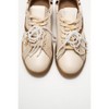 Taren - Beige Leather Pearl Buckle Sneakers (Women) | Forever & Always Shoes - 3 of 4