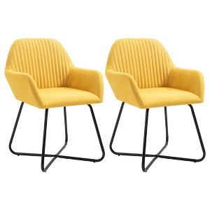 vidaXL Dining Chairs 2 pcs Yellow Fabric - 1 of 4