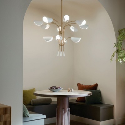Champagne Bronze and White 12-Light Metal Chandelier