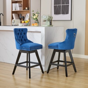 Kumasinova Swivel Velvet Bar Stool Set of 2,Counter Height Chair with Button Tufted Curved Back,Bar Chairs for Kitchen Island,Dining Room - 1 of 4
