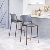 Faux Leather Counter Stool 37.2" H, Dark Gray and Walnut Finish With Steel Frame, Set of 2 by Zuo Modern - 2 of 4