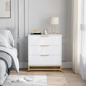 3-Drawer Modern Dresser - Wood Storage Chest with Metal Handles for Bedroom & Entryway - 1 of 4