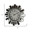 HomeRoots 19" Silver And Clear Mirrored Glass And Heavy Duty Plastic Silent Analog Sunburst Wall Clock - 3 of 4